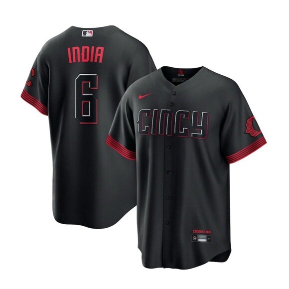 New Nike Jonathan India Cincinnati Reds Black City Connect Jersey Size Mens M